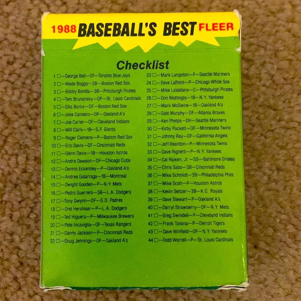 Fleer 1988 Limited Edition Major League Baseball’s Best Sluggers vs Pitchers - Picture 2 of 4